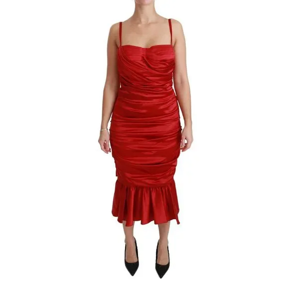 Dolce & Gabbana | Dresses | Dolce Gabbana Red Silk Stretch Mermaid Bodycon  Dress | Poshmark